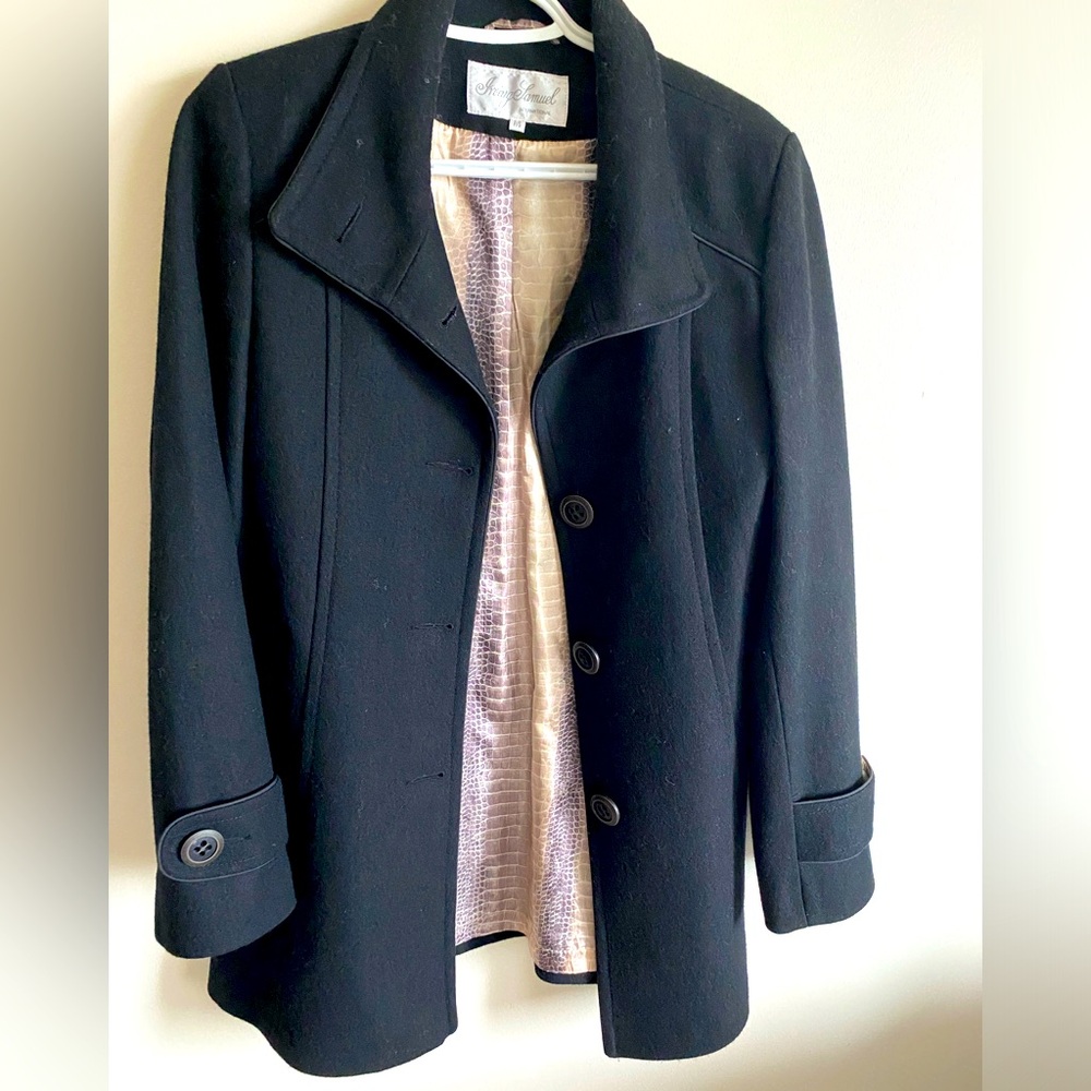Vintage Irving Samuel International Wool Blend Black Classic Pea Coat (S)